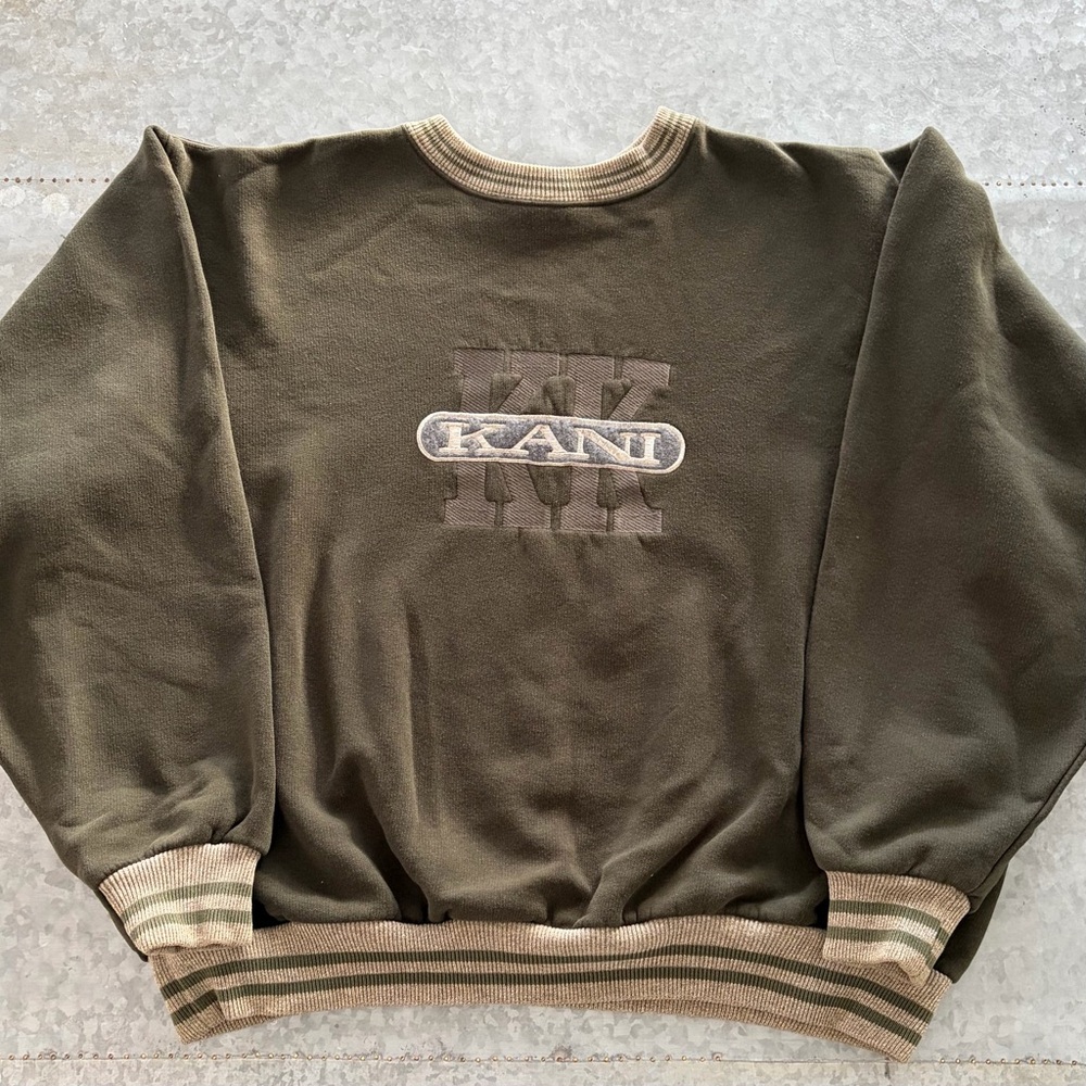 Vintage Karl Kani Crewneck Sweatshirt, Olive Green, Size Large